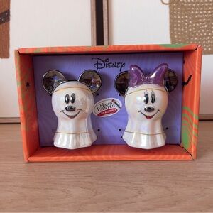 NWT Mickey & Minnie Mouse Halloween Disney Iridescent Ghost Salt Pepper Shakers